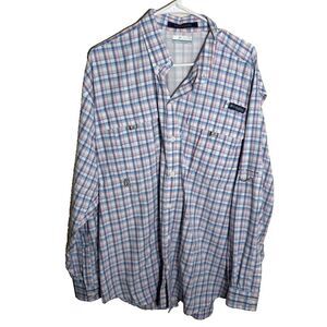 Columbia Shirt Men's Large Plaid Button Up Super Bahama Long Sleeve Outdoor